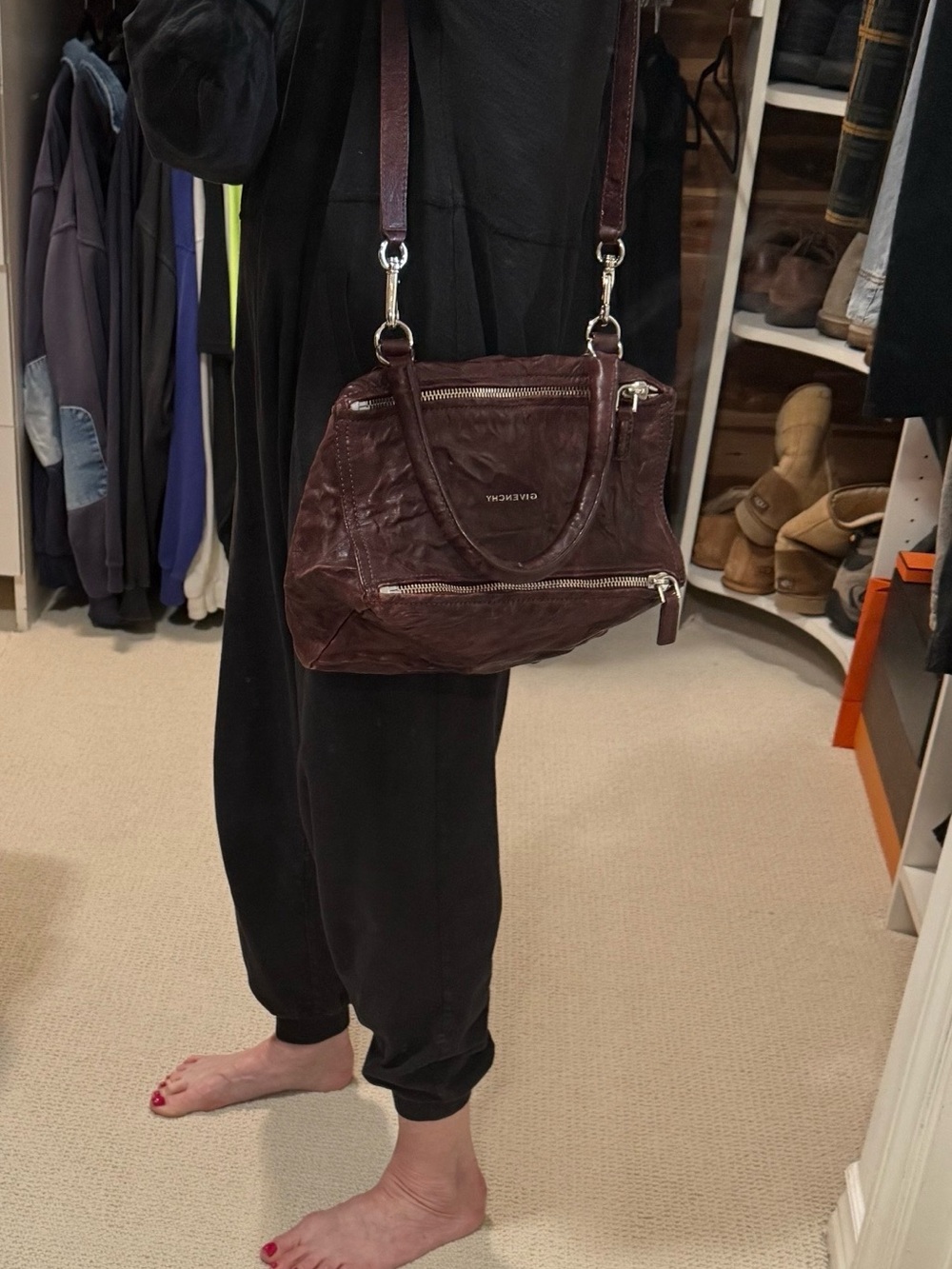 Givenchy Deep Burgundy Leather Shoulder Bag with Silver Hardware - Picture 10 of 11